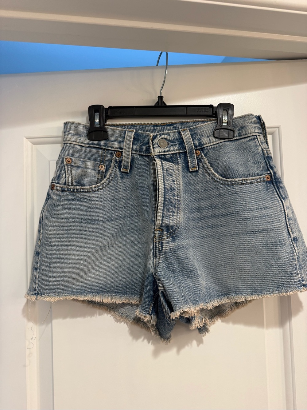 Levi's 501 Light Blue High-Waist Denim Cutoff Shorts